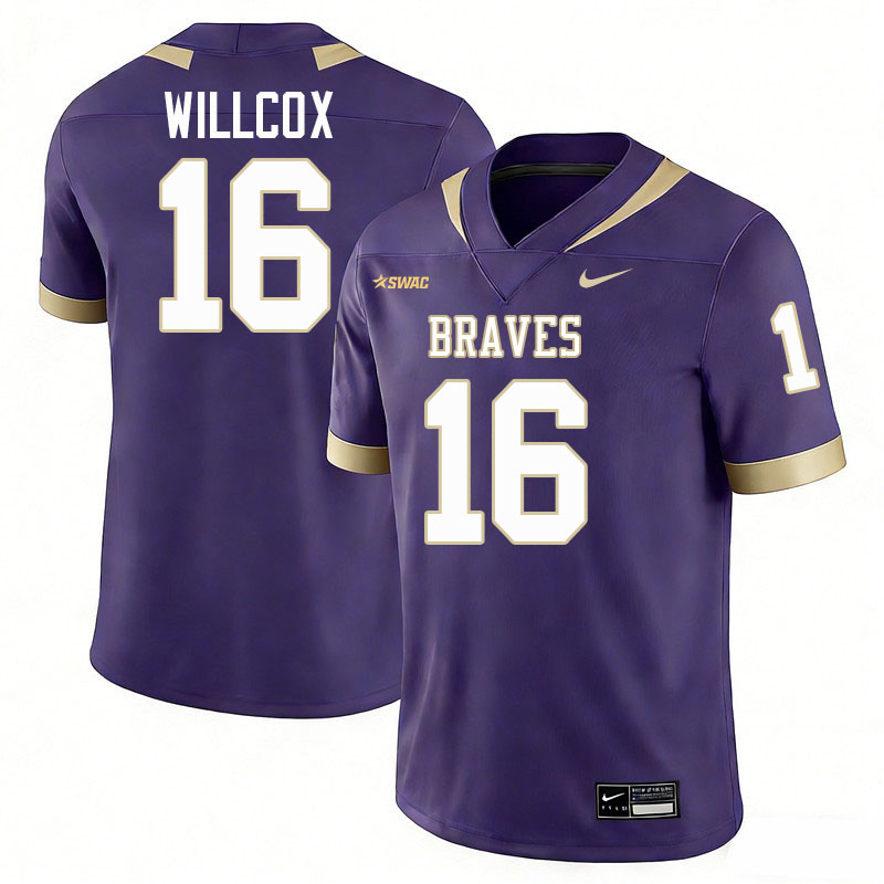 Alcorn State Braves #16 Grandin Willcox College Football Jerseys,Uniforms Stitched-Purple